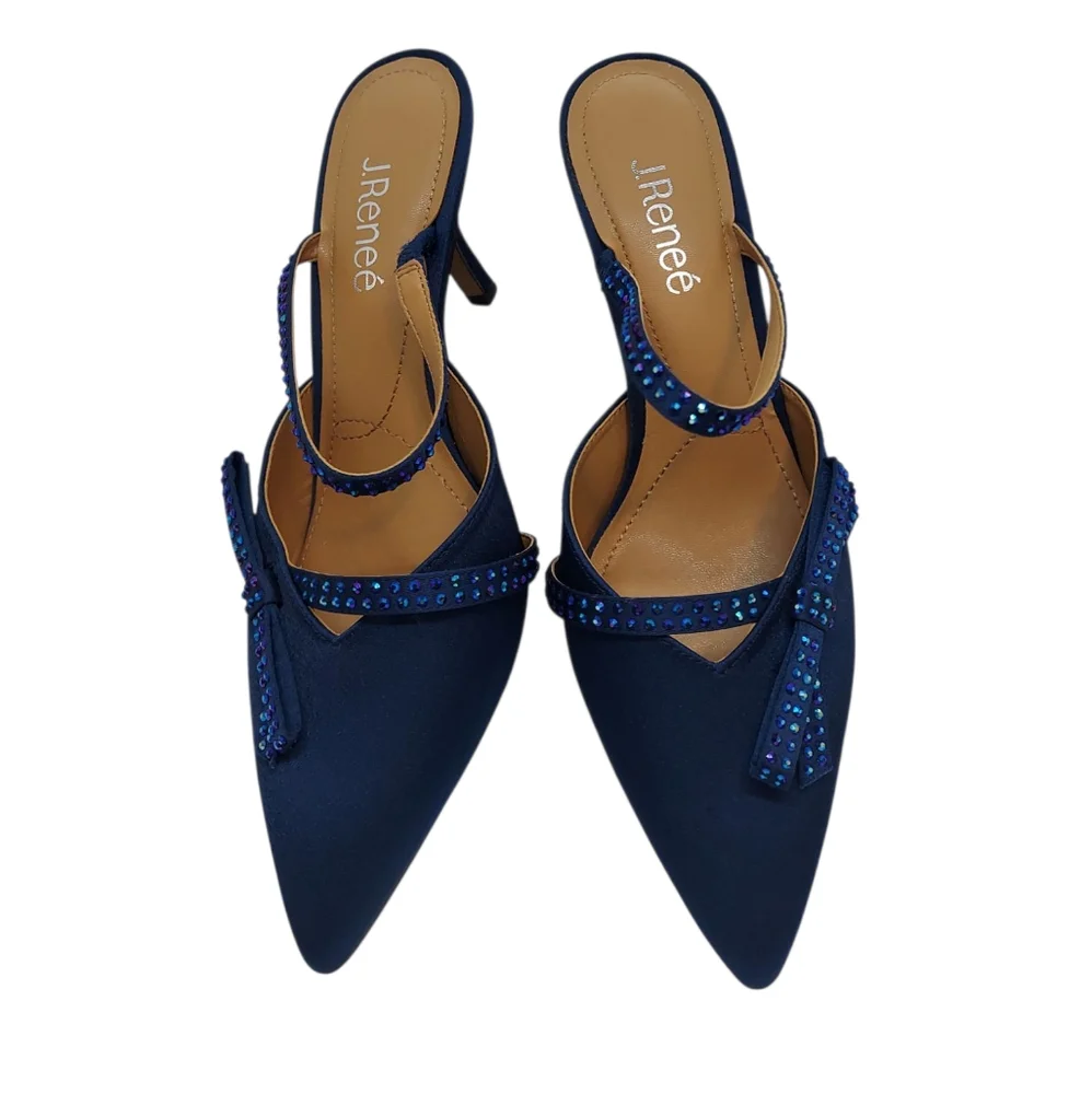 J.Renee Navy Blue Slingback Heels Women's Size 7 1/2W